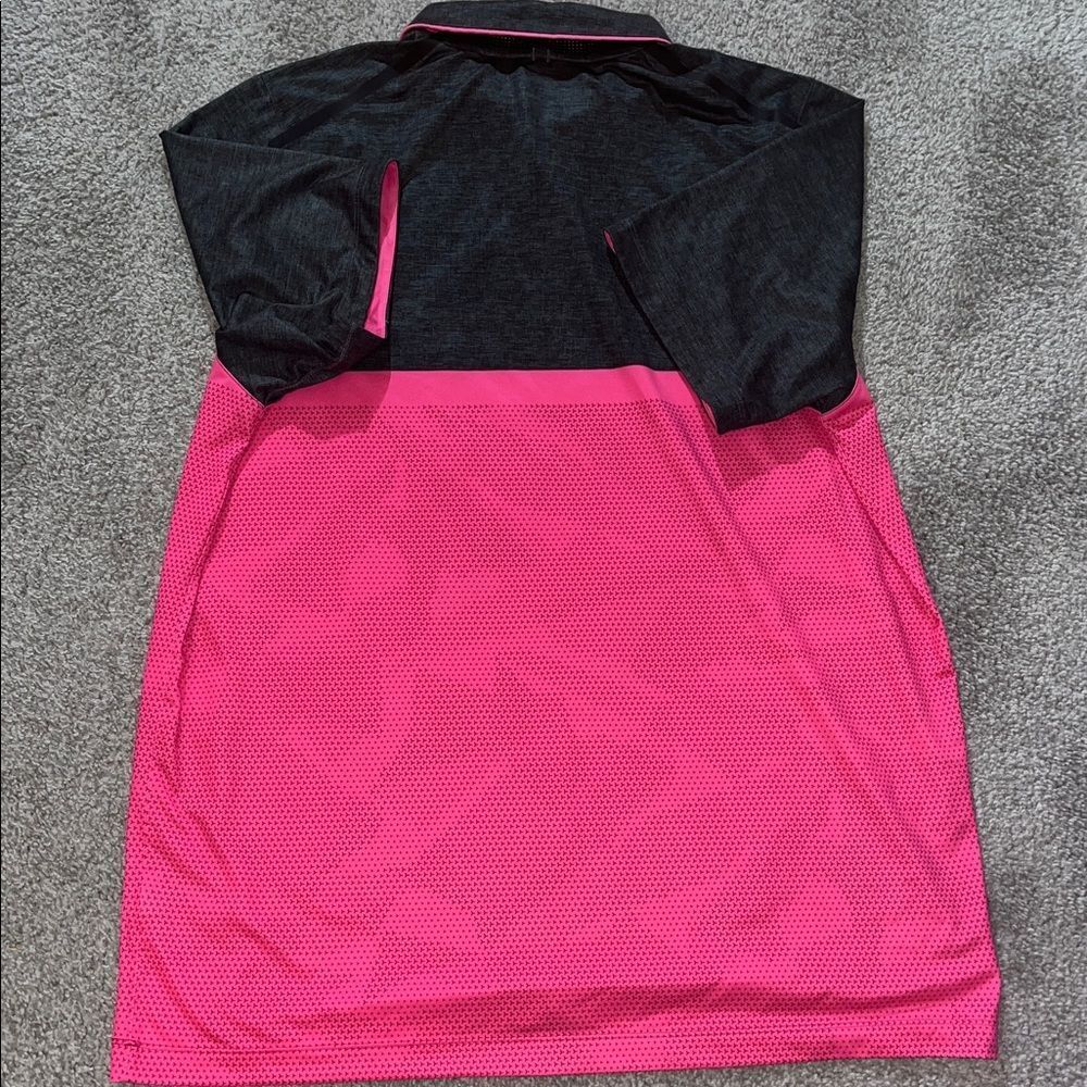 2-Nike Tour Performance Stretch Hyper Orange Gray & Pink Golf Polo shirt L Mens - Picture 3 of 7